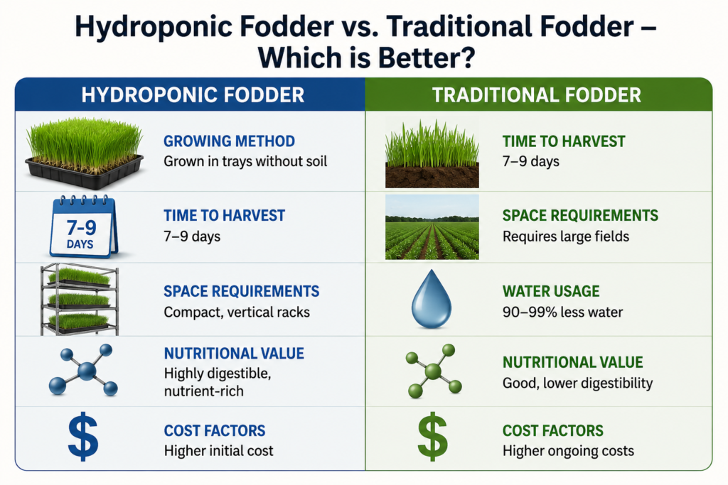 Hydroponic Fodder vs. Traditional Fodder — Which is Better?